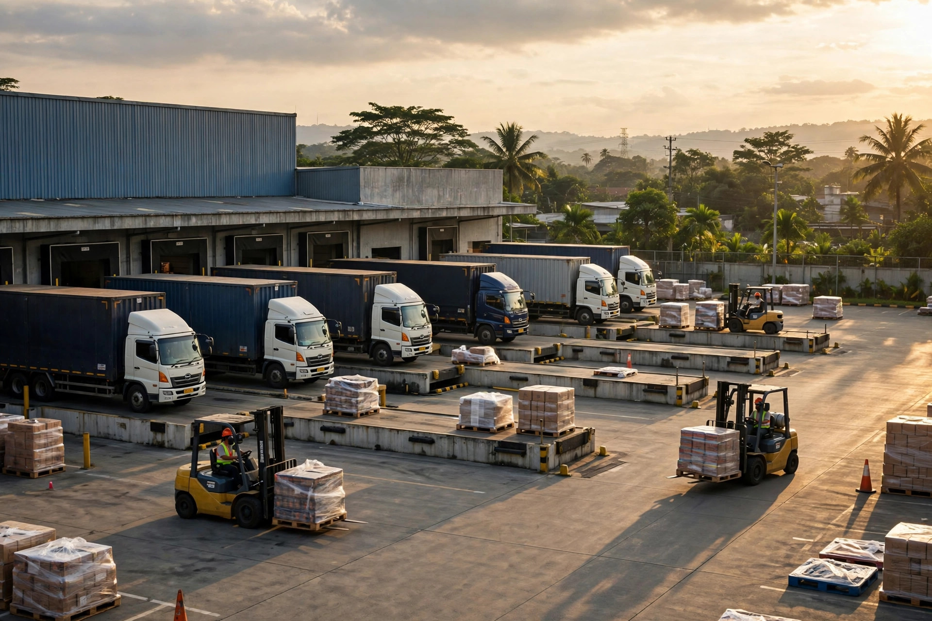 Armada dan aktivitas logistik pengiriman barang